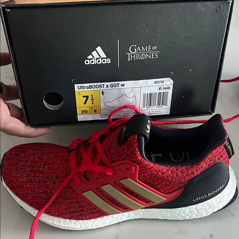 Adidas Ultraboost x GOT  Red and Gold Running Shoes - Picture 6 of 7